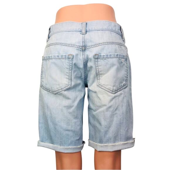 Loft Denim Bermuda Boyfriend Fit Shorts Light Wash Distressed Broken In Style - Picture 16 of 16